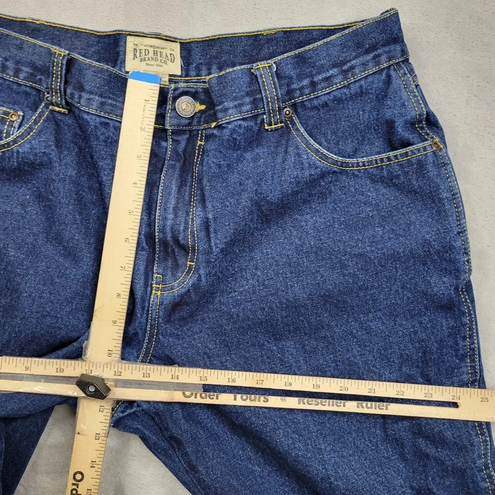 Red Head Jeans Mens 40x30 Blue Flannel Fleece Lined Straight‎ Leg Relaxed Plaid